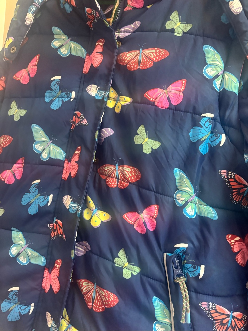Mini Boden 2-in-1 Padded Coat in Navy Butterflies / 13-14 Years - Picture 8 of 10